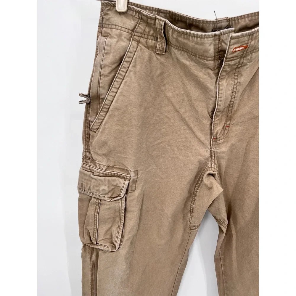 LL Bean Mens Natural Fit Cargo Pants Tan Khaki 100% Cotton Ripstop‎ 36x34